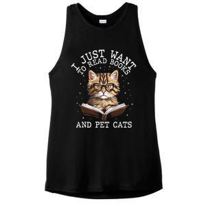 I Just Want To Read Books And Pet Cats Cat Ladies PosiCharge Tri-Blend Wicking Tank