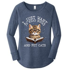 I Just Want To Read Books And Pet Cats Cat Women's Perfect Tri Tunic Long Sleeve Shirt