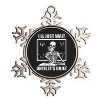 I'll Just Wait Until It's Quiet Skeleton Teacher Metallic Star Ornament