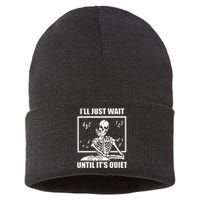 I'll Just Wait Until It's Quiet Skeleton Teacher Sustainable Knit Beanie