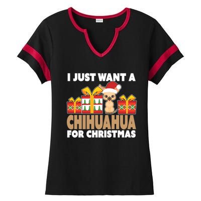 I Just Want A Chihuahua For Christmas Chihuahua Christmas Gift Ladies Halftime Notch Neck Tee