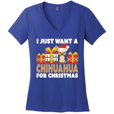 I Just Want A Chihuahua For Christmas Chihuahua Christmas Gift Women's V-Neck T-Shirt