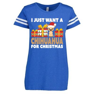 I Just Want A Chihuahua For Christmas Chihuahua Christmas Gift Enza Ladies Jersey Football T-Shirt