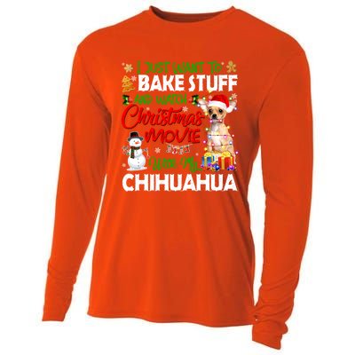 I Just Want To Bake Stuff And Christmas Movie With Chihuahua Gift Cooling Performance Long Sleeve Crew