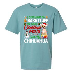 I Just Want To Bake Stuff And Christmas Movie With Chihuahua Gift Sueded Cloud Jersey T-Shirt