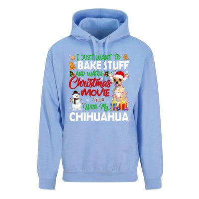 I Just Want To Bake Stuff And Christmas Movie With Chihuahua Gift Unisex Surf Hoodie