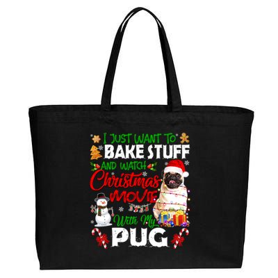 I Just Want To Bake Stuff And Watch Christmas Movie With Pug Meaningful Gift Cotton Canvas Jumbo Tote