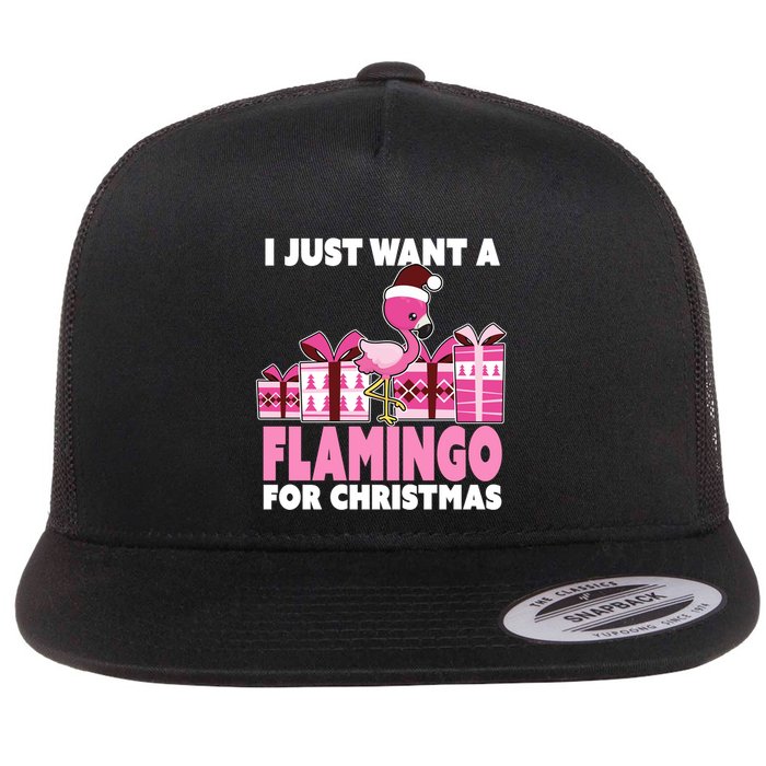 I Just Want A Flamingo For Christmas Flamingo Christmas Gift Flatbill Hat