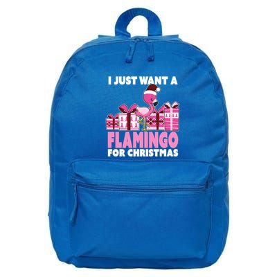 I Just Want A Flamingo For Christmas Flamingo Christmas Gift 16 in Basic Backpack
