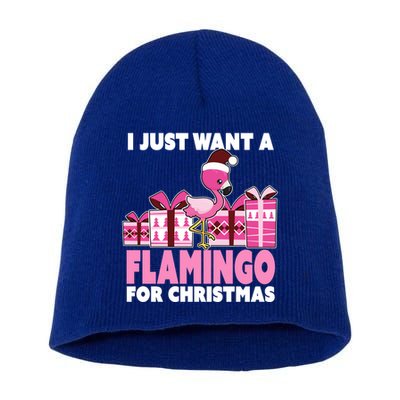 I Just Want A Flamingo For Christmas Flamingo Christmas Gift Short Acrylic Beanie