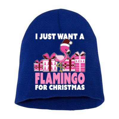 I Just Want A Flamingo For Christmas Flamingo Christmas Gift Short Acrylic Beanie