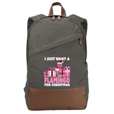 I Just Want A Flamingo For Christmas Flamingo Christmas Gift Cotton Canvas Backpack