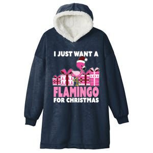 I Just Want A Flamingo For Christmas Flamingo Christmas Gift Hooded Wearable Blanket