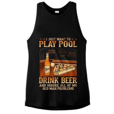 I Just Want To Play Pool Drink Beer And Ignore Old Man Ladies PosiCharge Tri-Blend Wicking Tank