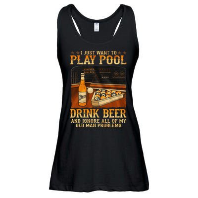 I Just Want To Play Pool Drink Beer And Ignore Old Man Ladies Essential Flowy Tank