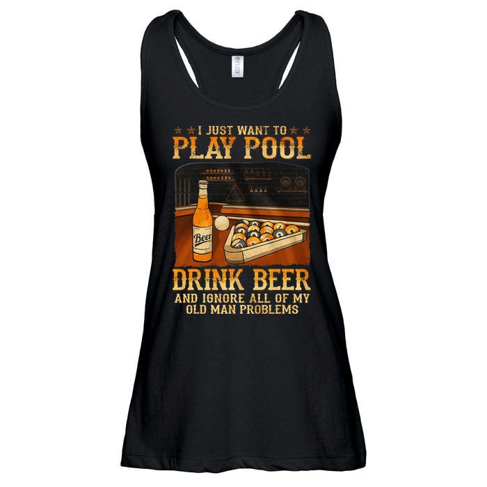 I Just Want To Play Pool Drink Beer And Ignore Old Man Ladies Essential Flowy Tank