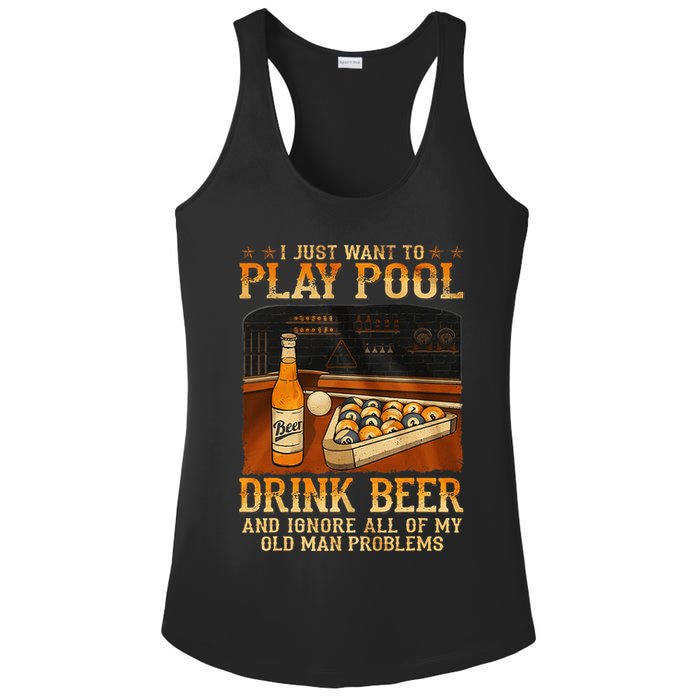 I Just Want To Play Pool Drink Beer And Ignore Old Man Ladies PosiCharge Competitor Racerback Tank