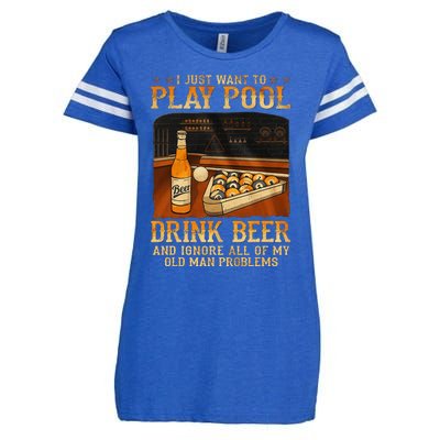 I Just Want To Play Pool Drink Beer And Ignore Old Man Enza Ladies Jersey Football T-Shirt