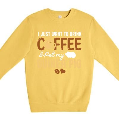 I Just Want To Coffee And Pet My Guinea Pig Lover Cute Cute Gift Premium Crewneck Sweatshirt