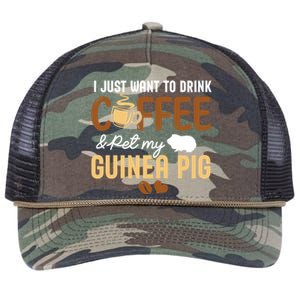 I Just Want To Coffee And Pet My Guinea Pig Lover Cute Cute Gift Retro Rope Trucker Hat Cap