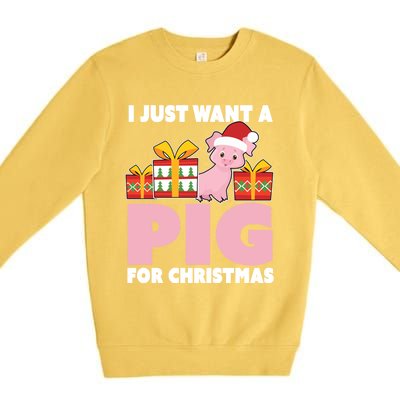 I Just Want A Pig For Christmas Cute Pig Christmas Gift Premium Crewneck Sweatshirt