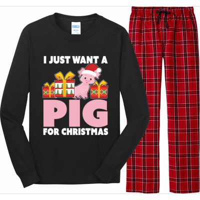 I Just Want A Pig For Christmas Cute Pig Christmas Gift Long Sleeve Pajama Set