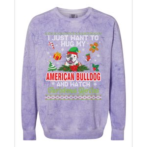 I Just Want To Hug My American Bulldog And Watch Xmas Movie Gift Colorblast Crewneck Sweatshirt