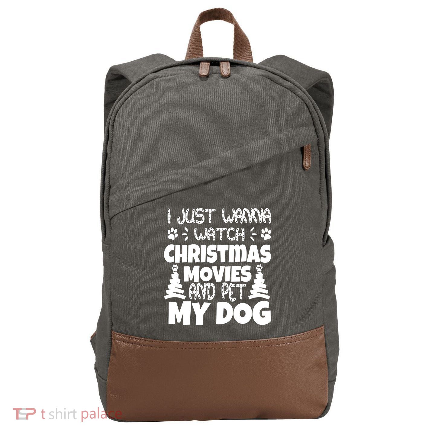 I Just Want To Watch Christmas Moves And Pet My Dog Cotton Canvas Backpack