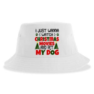 I Just Want To Watch Christmas Moves And Pet My Dog Sustainable Bucket Hat