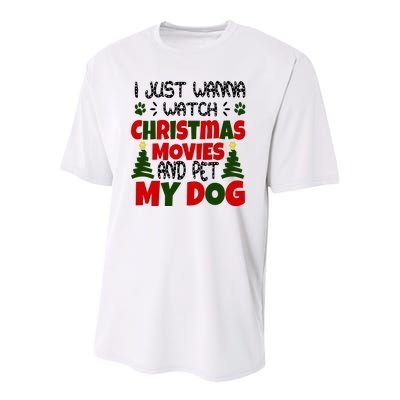 I Just Want To Watch Christmas Moves And Pet My Dog Youth Performance Sprint T-Shirt