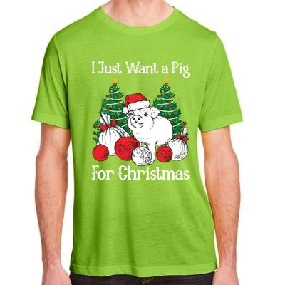 I Just Want A Pig For Christmas Holiday Tree Piglet Cute Gift Adult ChromaSoft Performance T-Shirt