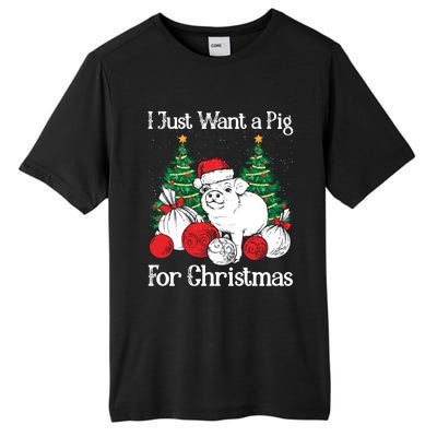 I Just Want A Pig For Christmas Holiday Tree Piglet Cute Gift Tall Fusion ChromaSoft Performance T-Shirt