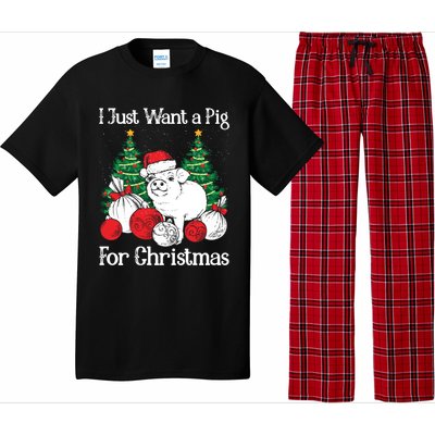 I Just Want A Pig For Christmas Holiday Tree Piglet Cute Gift Pajama Set