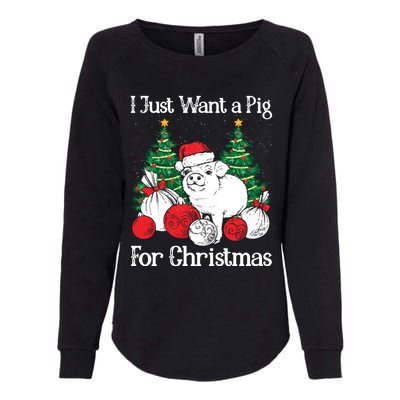 I Just Want A Pig For Christmas Holiday Tree Piglet Cute Gift Womens California Wash Sweatshirt