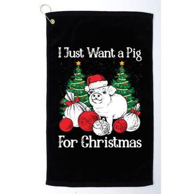 I Just Want A Pig For Christmas Holiday Tree Piglet Cute Gift Platinum Collection Golf Towel