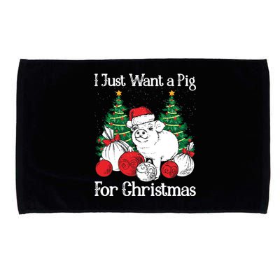 I Just Want A Pig For Christmas Holiday Tree Piglet Cute Gift Microfiber Hand Towel