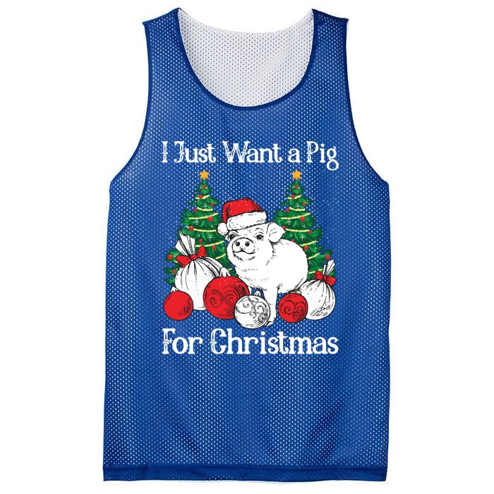 I Just Want A Pig For Christmas Holiday Tree Piglet Cute Gift Mesh Reversible Basketball Jersey Tank