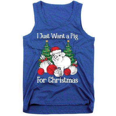 I Just Want A Pig For Christmas Holiday Tree Piglet Cute Gift Tank Top