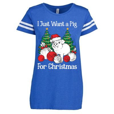 I Just Want A Pig For Christmas Holiday Tree Piglet Cute Gift Enza Ladies Jersey Football T-Shirt