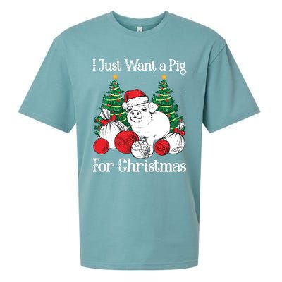 I Just Want A Pig For Christmas Holiday Tree Piglet Cute Gift Sueded Cloud Jersey T-Shirt