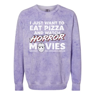 I Just Want To Eat Pizza And Watch Horror Movies Halloween Colorblast Crewneck Sweatshirt