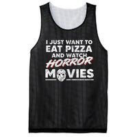 I Just Want To Eat Pizza And Watch Horror Movies Halloween Mesh Reversible Basketball Jersey Tank