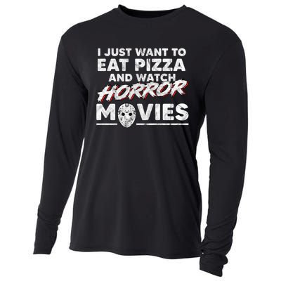 I Just Want To Eat Pizza And Watch Horror Movies Halloween Cooling Performance Long Sleeve Crew