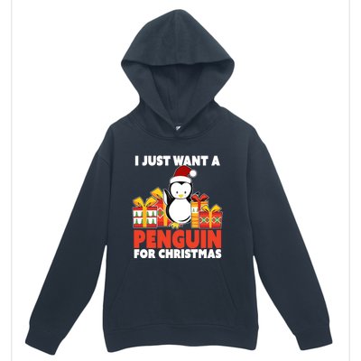 I Just Want A Penguin For Christmas Cute Penguin Christmas Gift Urban Pullover Hoodie