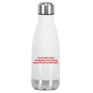 I Just Want Some Recognition For Having Good Tits And A Big Heart Stainless Steel Insulated Water Bottle