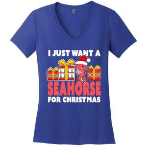 I Just Want A Seahorse For Christmas Christmas Seahorse Gift Women's V-Neck T-Shirt