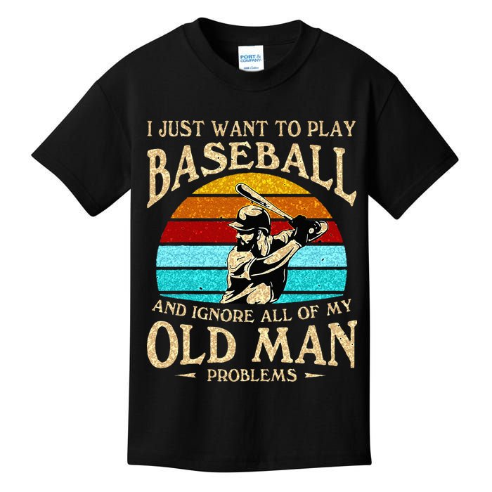 I Just Want To Play Baseball And Ignore All Of My Old Man Kids T-Shirt