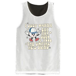 I Just Wanna Eat Hot Dogs & Tell The Umpire Hes Blind Mesh Reversible Basketball Jersey Tank