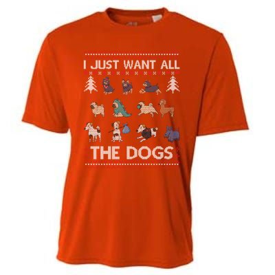 I Just Want All The Dogs Ugly Sweater Xmas Funny Ugly Meaningful Gift Cooling Performance Crew T-Shirt