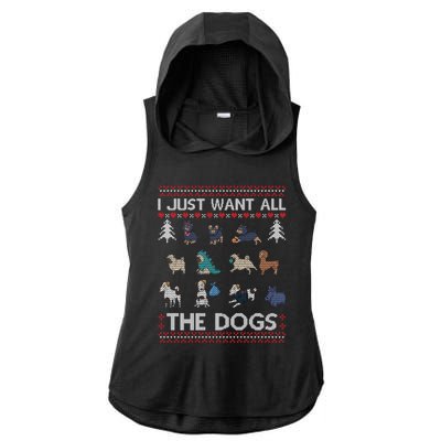 I Just Want All The Dogs Ugly Sweater Xmas Funny Ugly Meaningful Gift Ladies PosiCharge Tri-Blend Wicking Draft Hoodie Tank